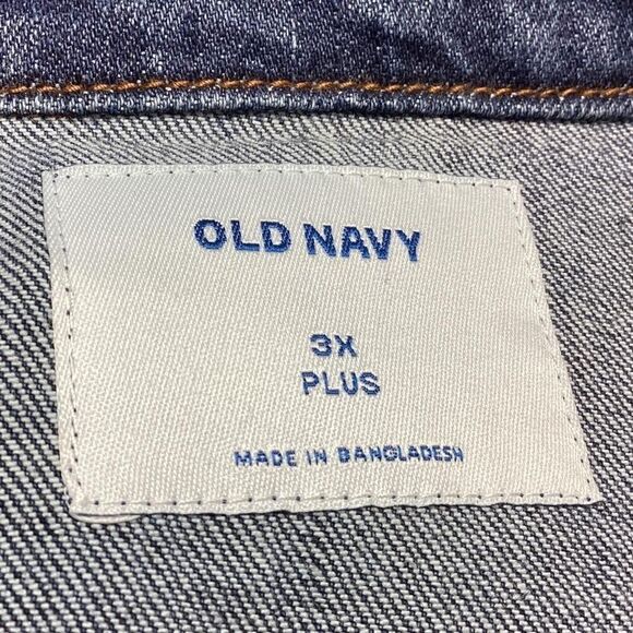 Old Navy Jean Jacket Women 3X Blue Classic Stretch Pockets Long Sleeve Denim - Picture 7 of 9